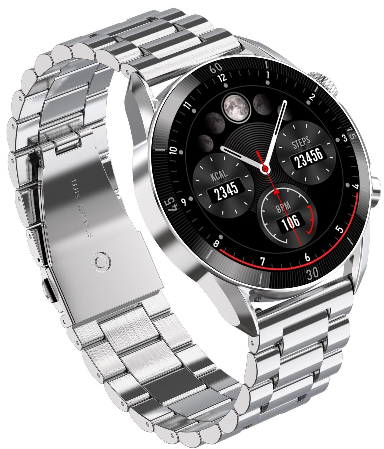 Smartwatch męski Garett V10 srebrny stalowy. Smartwatch męski Garett. Zegarek męski Garett. Męski zegarek z bluetooth. Męski zegarek smartwatch z rozmowami. Zegarek z funkcjami sportowymi. Zegarek męski na bransolecie Garett idealny na preze.jpg